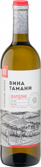 Вино Кубань Шардоне Таманский полуостров бел сух 12,5% 0,7л