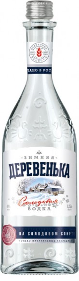 Водка Деревенька Зимняя на солодовом спирте Альфа 40% 0,25л
