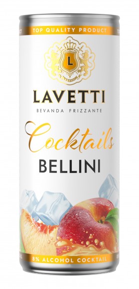 Напиток виноградосодержащий газированный сладкий Лаветти Беллини 8% 0,25л ж/б